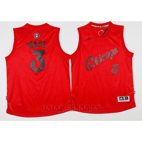Camiseta Navidad 2016 Chicago Bulls Dwyane Wade #3 Rojo